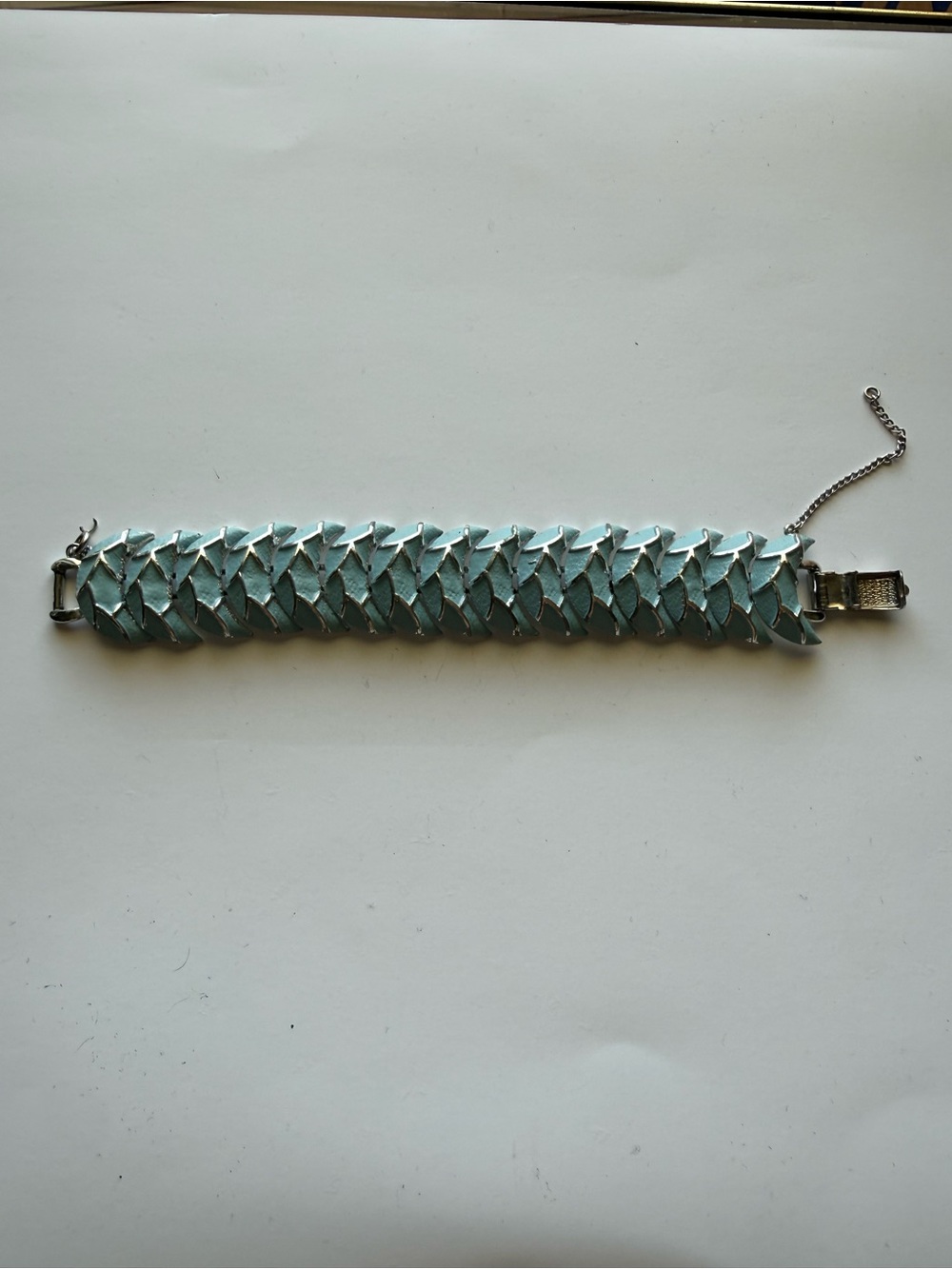 Coro Mint Teal Layered Leaf Bracelet